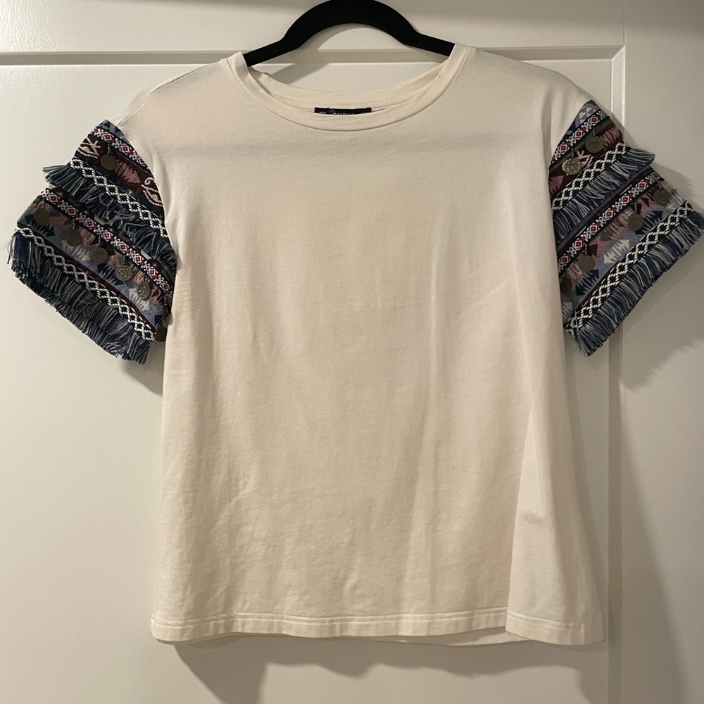 Embroidered sleeve top